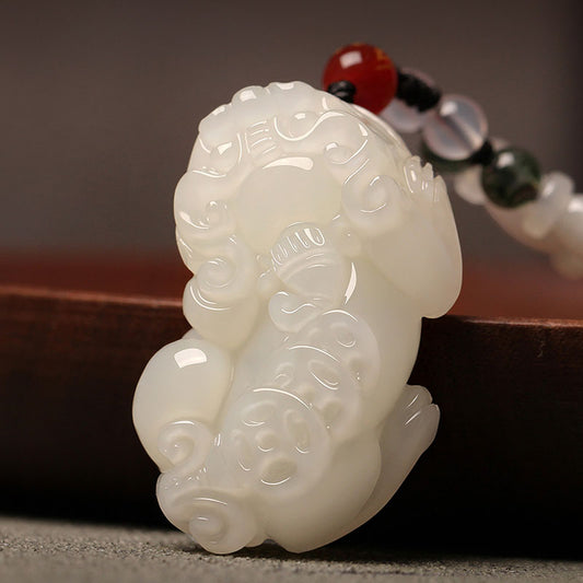 Natural Hetian Jade Pixiu「Fortune and Prosperity」Pendant Jade Necklace for Men and Women Chinese Jewelry Gift-01