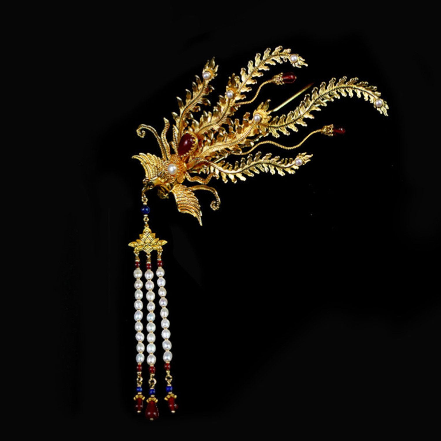 Phoenix Hairpin – Handmade Vintage Gold Chinese Hairpin for Hanfu-02