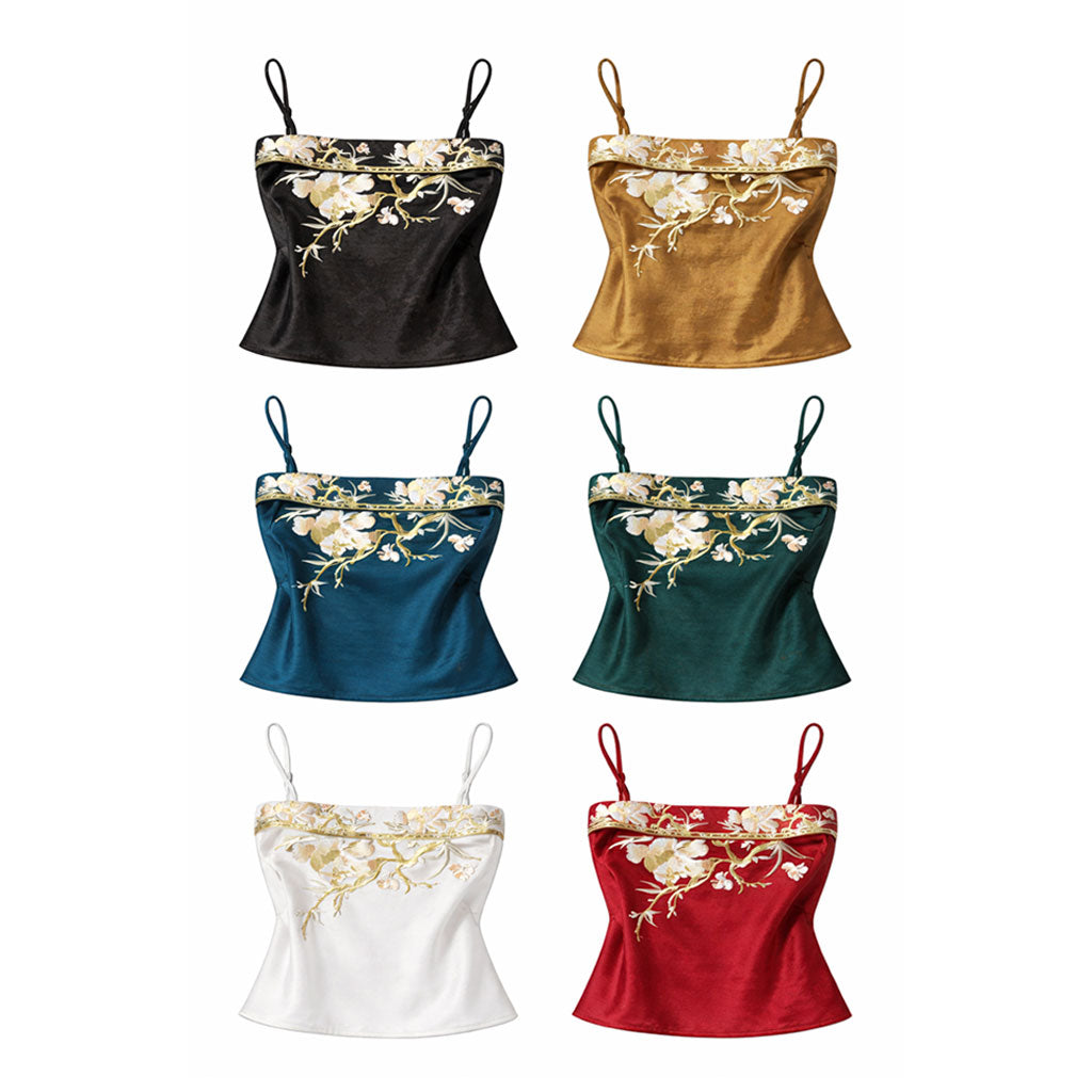 Floral Embroidered Hanfu Camisole - Vintage Chinese Inner Layer Top-01