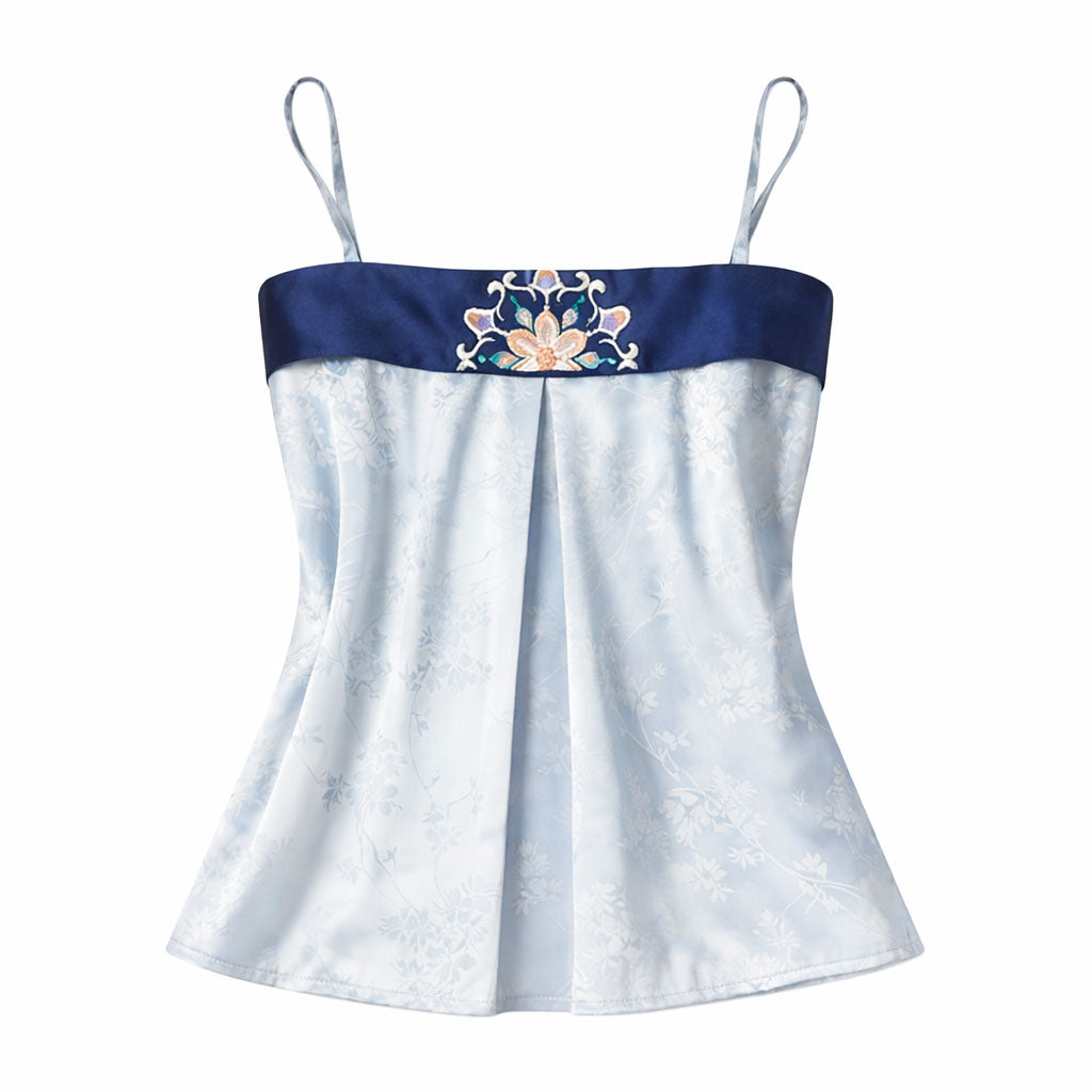 Chinese Style Vintage Floral Embroidered Camisole - Hanfu Undershirt-01