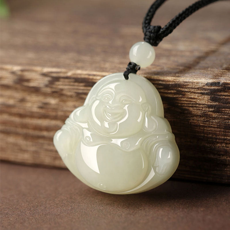 Natural Hetian Jade Maitreya Buddha Gemstone Pendant for Women-01