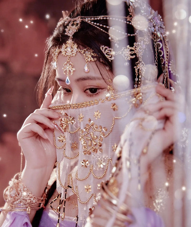 Exotic Style Dunhuang Feitian Western Region Princess Style Purple Shawl and Accessories-01