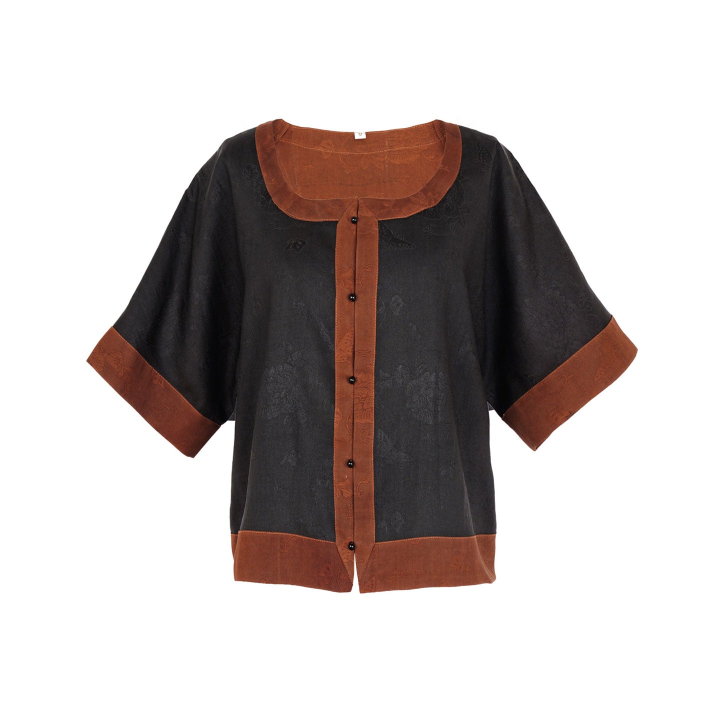 Chinese Jacquard Mulberry Silk Short Sleeve Top-02