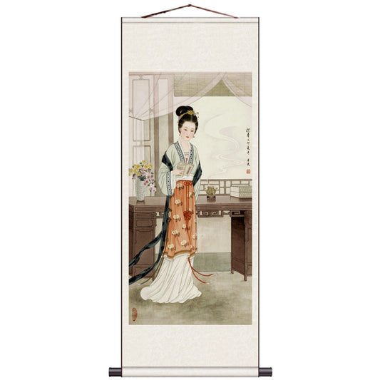 "Depiction of Ancient Court Ladies" - Traditional Chinese Painting Reproduction Classical Silk Scroll Hanging Wall Decor-01