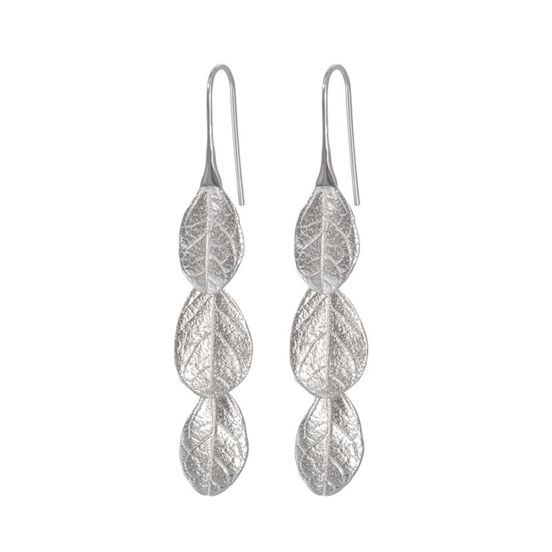 Natural Inspired S925 Sterling Silver Graceful Leaf Earrings-01