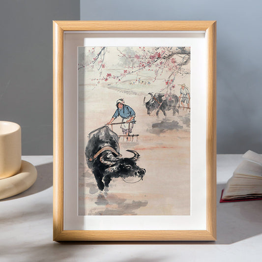 Labour de printemps – Décoration de bureau, peinture de paysage chinois.
