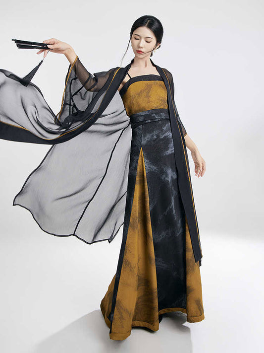 Moonlit Night - Song Style Three-Pleat Skirt Hanfu Set Traditional Chinese Half Skirt-01