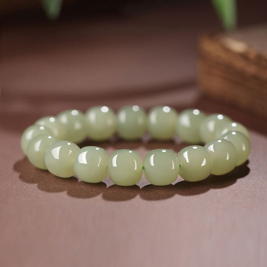 Minimalist Classic Style Natural Hetian Qingshui Jade Bracelet for Women Chinese Jewelry Gift