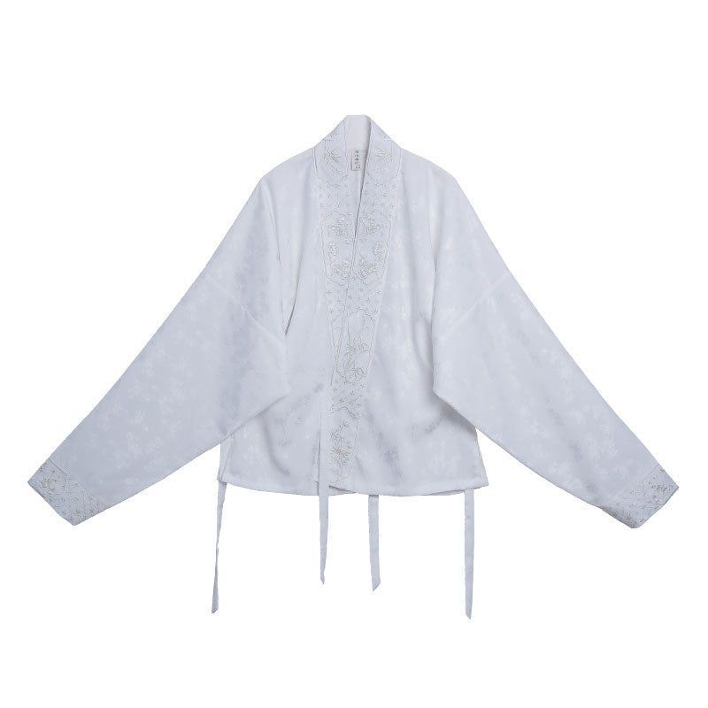 Chinese Style Retro Floral Pattern Embroidery Women's Long Sleeve Mandarin Collar Shirt Hanfu Top-01