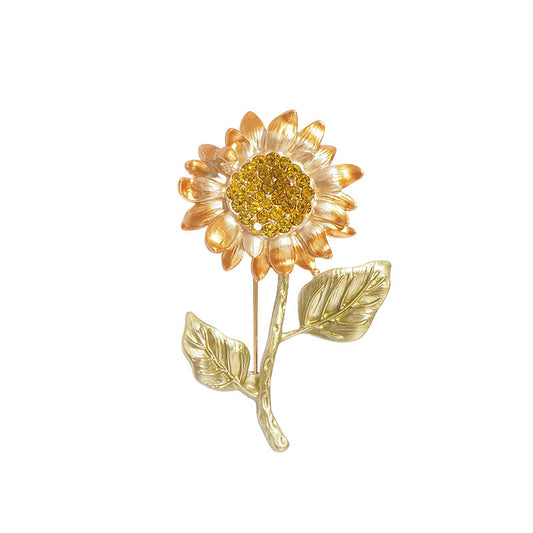 Rising Sunflower - Austrian Crystal Sunflower Brooch Jewelry Gift-01