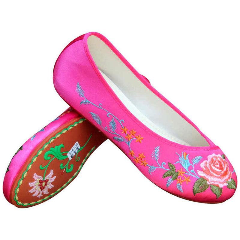 Peony-Embroidered Rose Red Flats-01