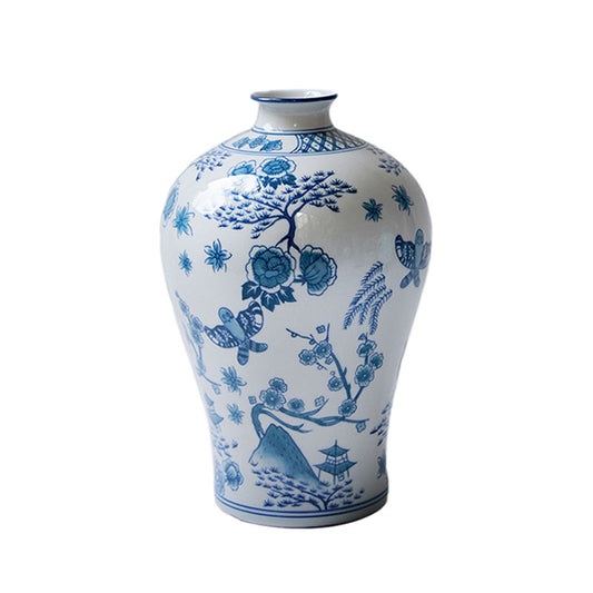Song Dynasty-Inspired Elegance Hand-Painted Blue & White Porcelain Vase-01