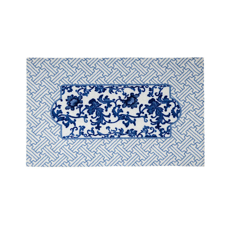 Chinese-inspired Vintage Blue & White Floral Carpet