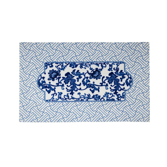 Chinese-inspired Vintage Blue & White Floral Carpet
