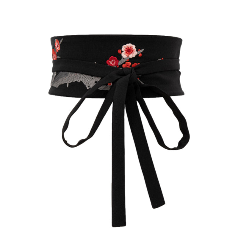 Vintage Chinese Style Plum Blossom Pattern Embroidery Waist Belt for Dress-01