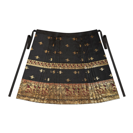 Ocean Wave Pattern Woven Gold Traditional Chinese Retro Pattern Mamianqun Skirt-01