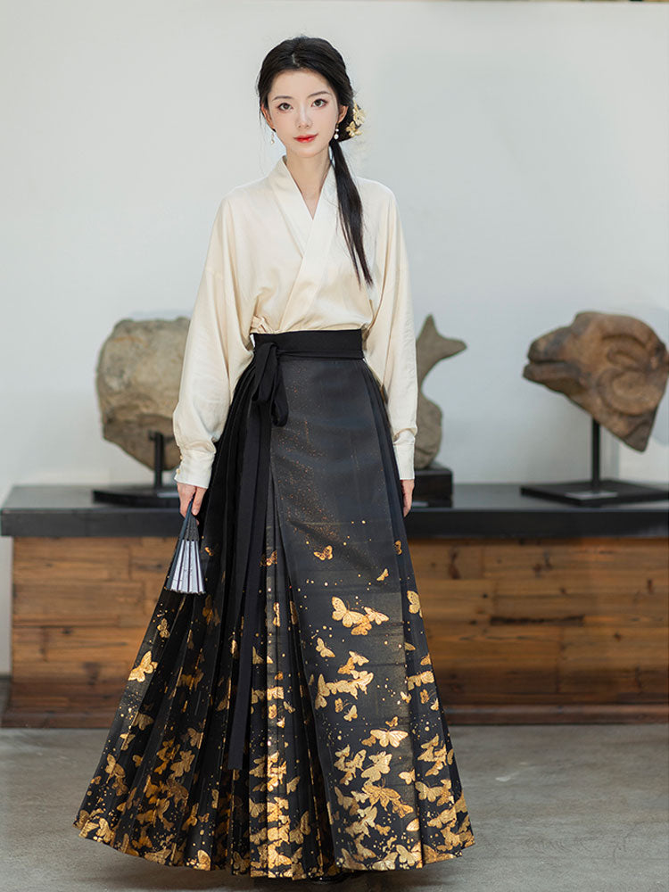 Golden Butterfly in a Dream - Mamianqun Hanfu Skirt-02