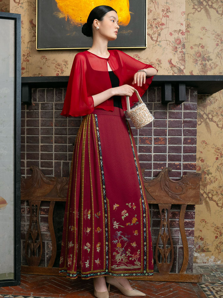 Silk-Printed Modernized Mamian Skirt | Neo-Chinese Spring/Summer Skirt | Multi-Color-12