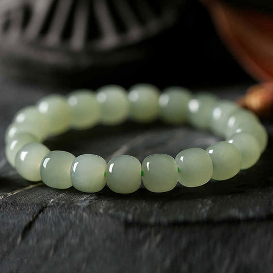 Natural Hetian Qing Jade Bracelet - Lake-Water Green Tone-01