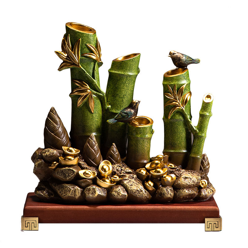 Rising Prosperity - Bamboo Bird Gold Ingot Creative Chinese Feng Shui Ornament-02