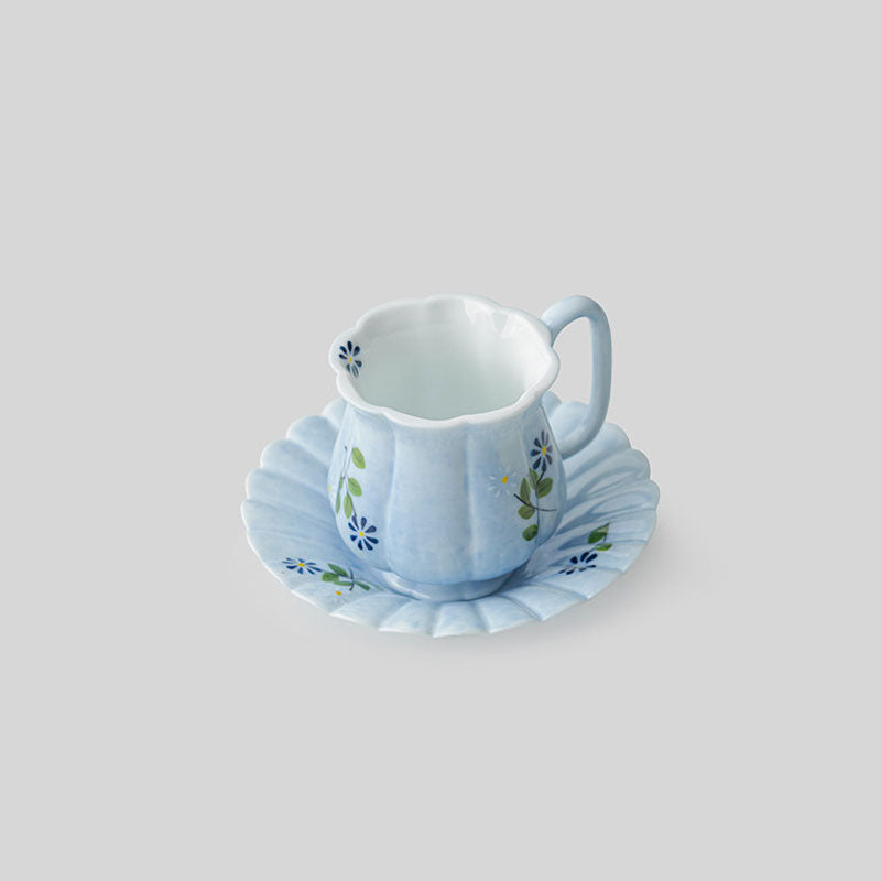 Sky-Blue Daisy Hand-Painted Porcelain Tea Cup-02