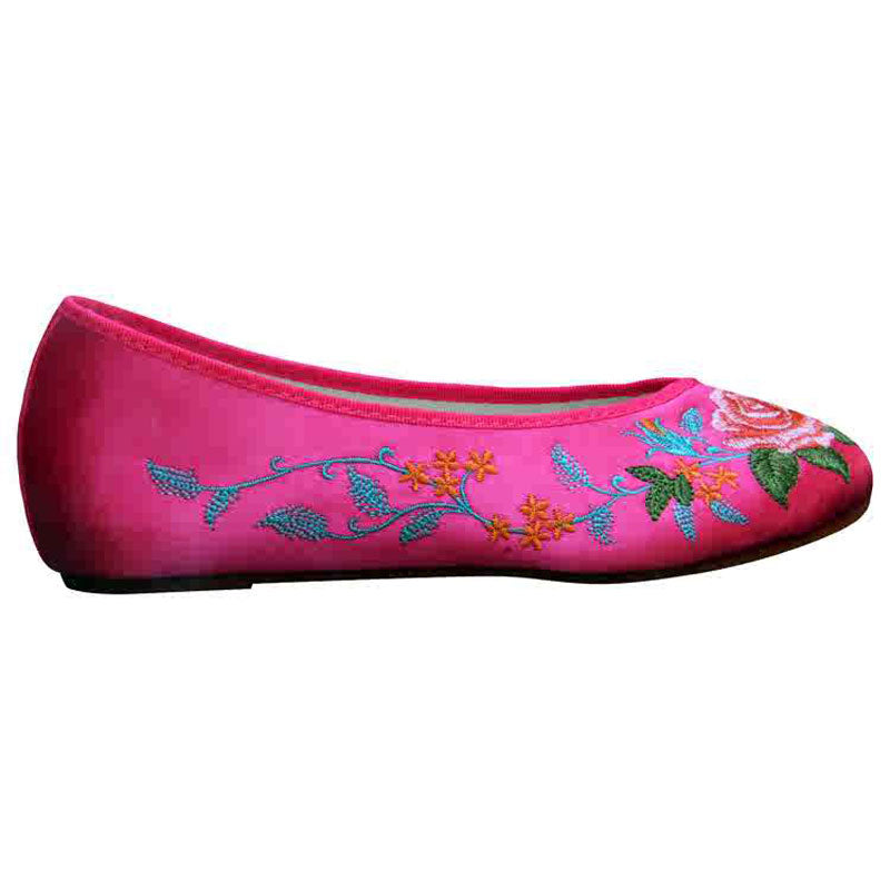 Peony-Embroidered Rose Red Flats-02