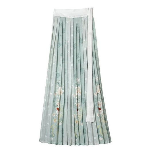 Chinese Style Han Element Printed Pleated Skirt for Women-01