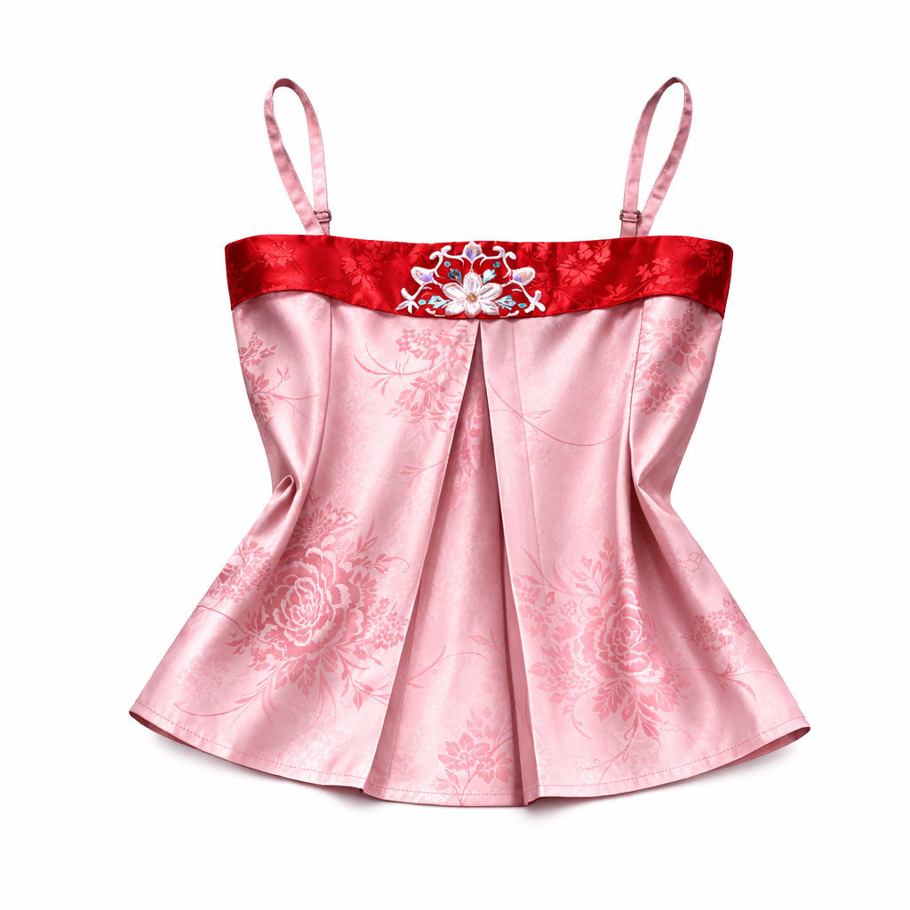 Chinese Style Vintage Floral Embroidered Camisole - Hanfu Undershirt-02