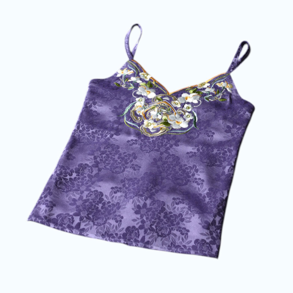 Chinese Style Jasmine Embroidered Hanfu Inner-Layer Camisole - Jacquard Satin-02