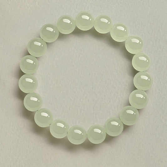 Natural Hetian Jade Bead Bracelet - Light Icy Tone-01