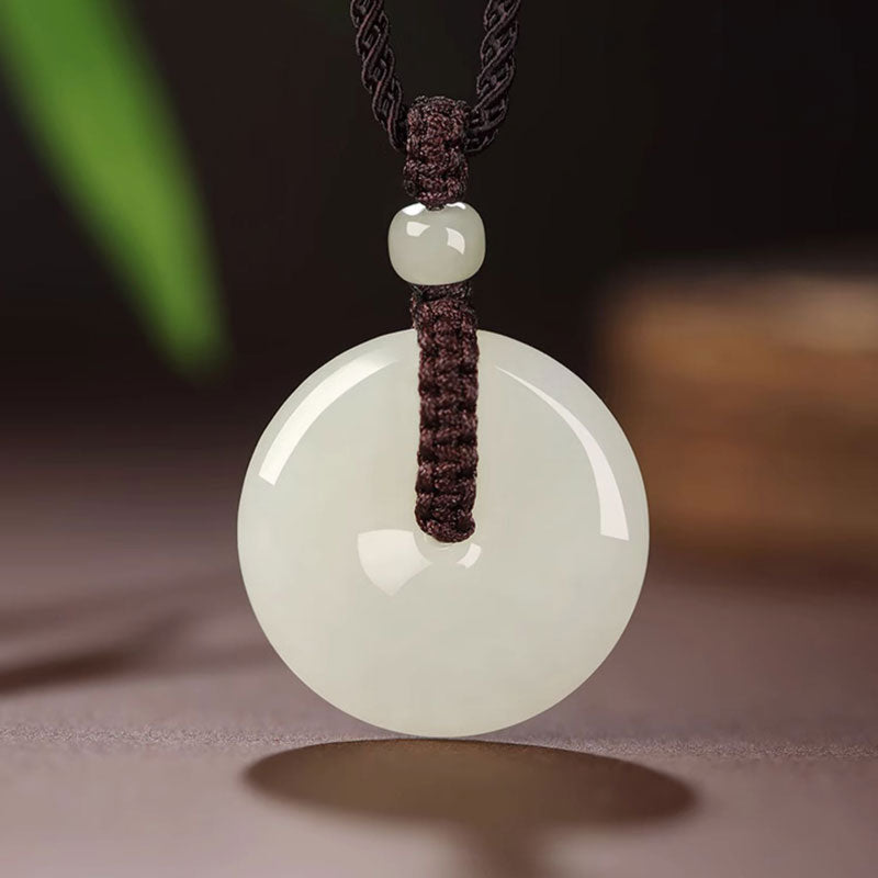Natural Hetian Qingshui Jade Ping An Kou Jade Pendant Necklace Couple Gift-02