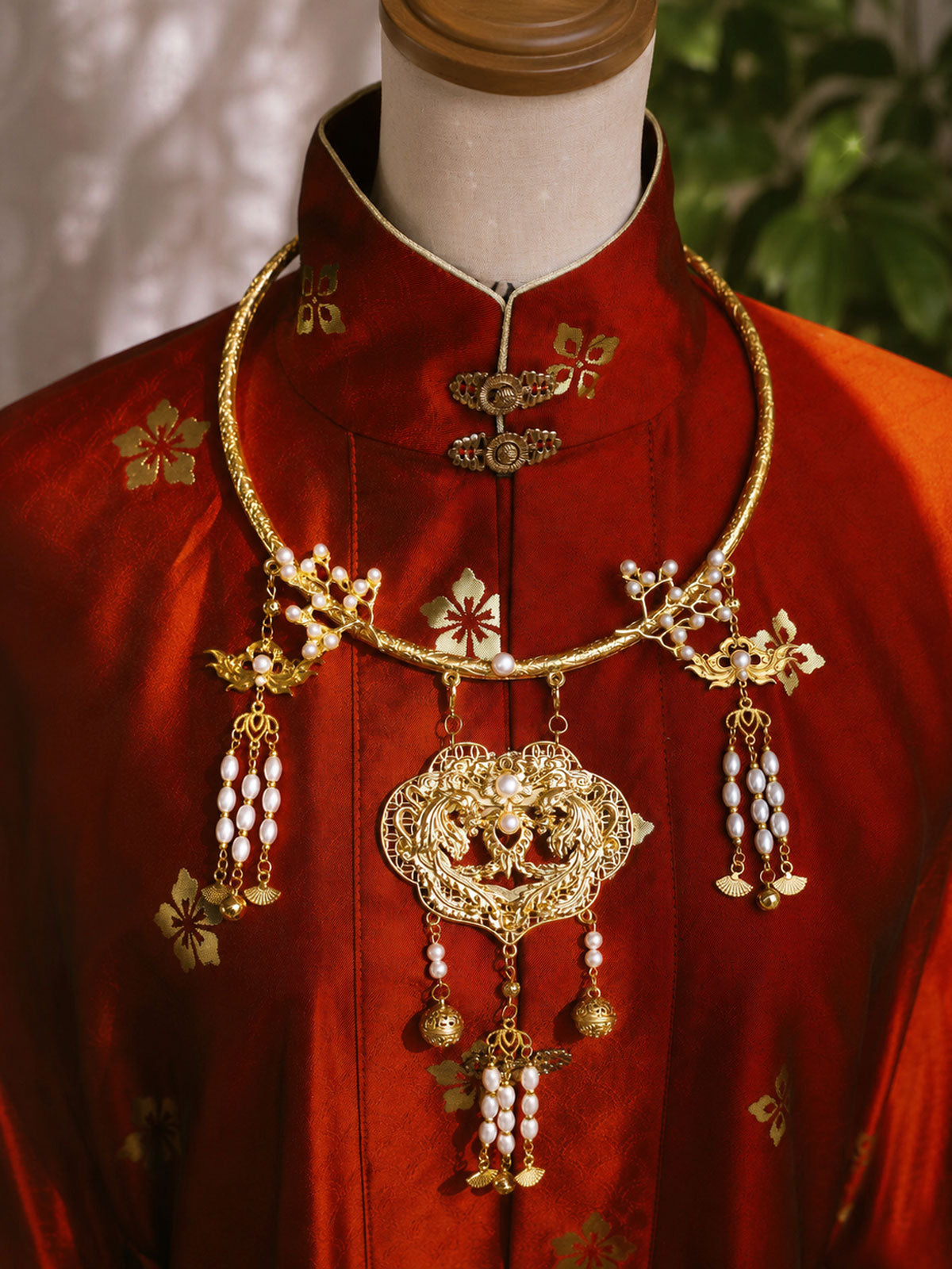 Ming-Style Double Phoenix Ping’an Lock Yingluo Necklace-03