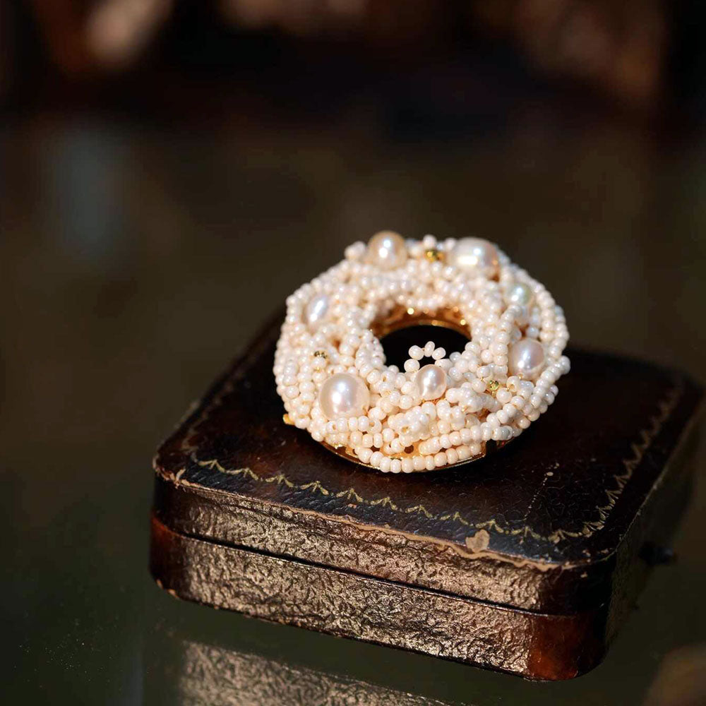 Vintage Pearl Bird’s Nest Brooch with Freshwater Pearls-07