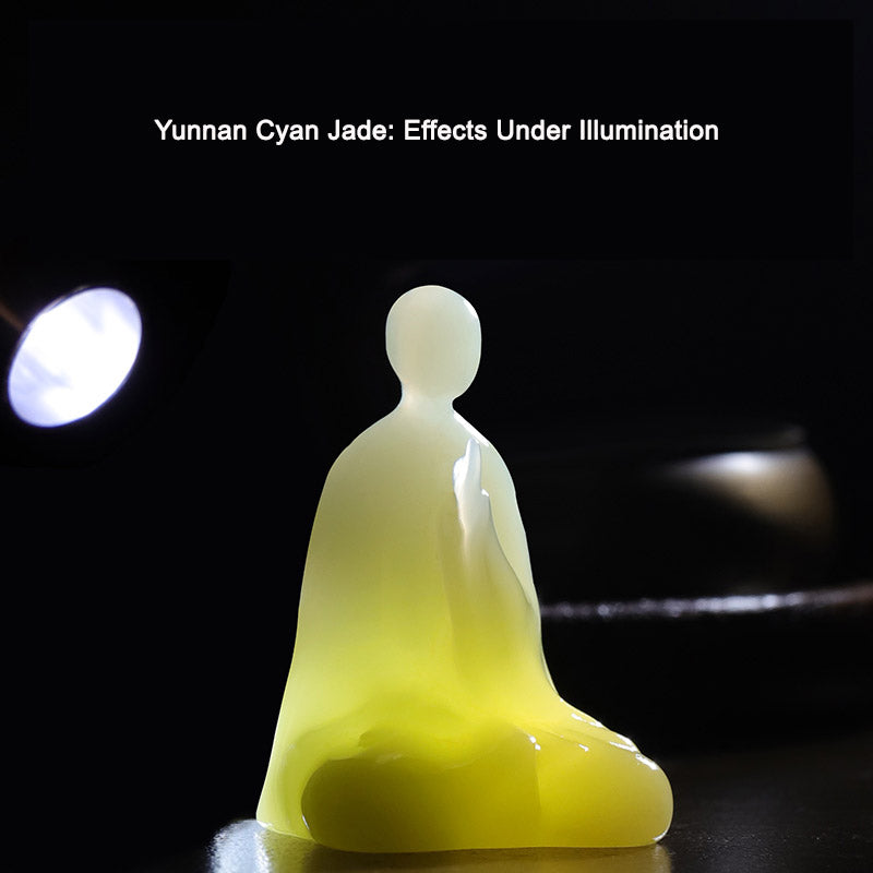 Natural Cyan Jade Formless Buddha Statue – Zen Miniature Art Piece-02