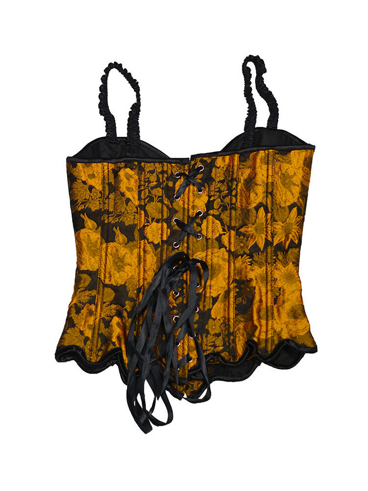 Black & Gold Vintage Hanfu Camisole Bustier Top for Mamian Skirt-02