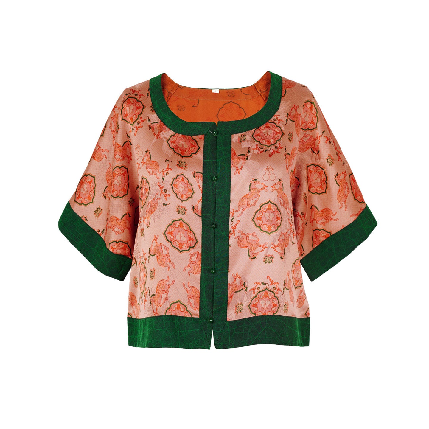 Chinese Jacquard Mulberry Silk Short Sleeve Top-01
