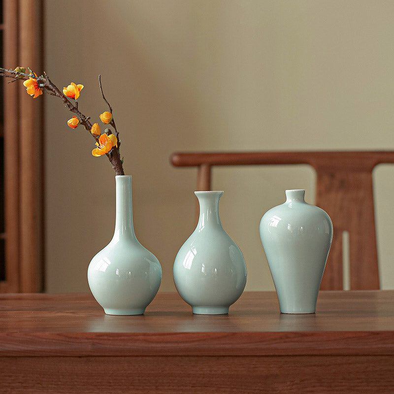 Jingdezhen Chinese Classical Celadon Porcelain Flower Vase Ornament-03