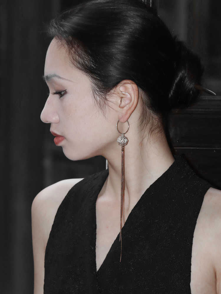 Openwork Blossom Earrings – S930 Handforged Chinese Lantern/XiuQiu Sterling Silver Drops with Tassels-03