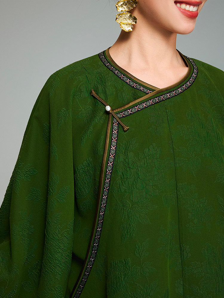 Vintage Green Embroidered Chinese Silk Blouse – Handmade 100% Mulberry Silk Women's Top-02
