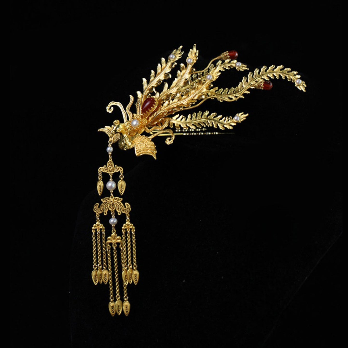Phoenix Hairpin – Handmade Vintage Gold Chinese Hairpin for Hanfu-03