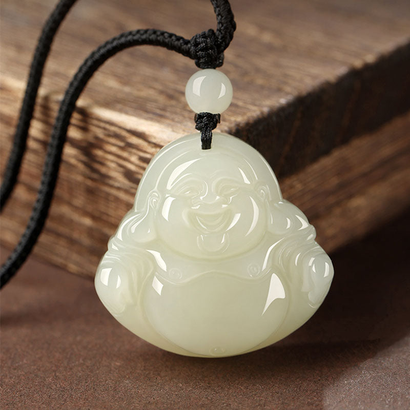Natural Hetian Jade Maitreya Buddha Gemstone Pendant for Women-02