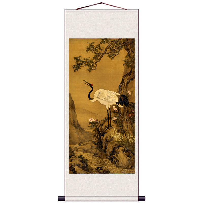 Traditional Chinese Painting Reproduction - Auspicious Crane Silk Scroll Hanging Painting-02