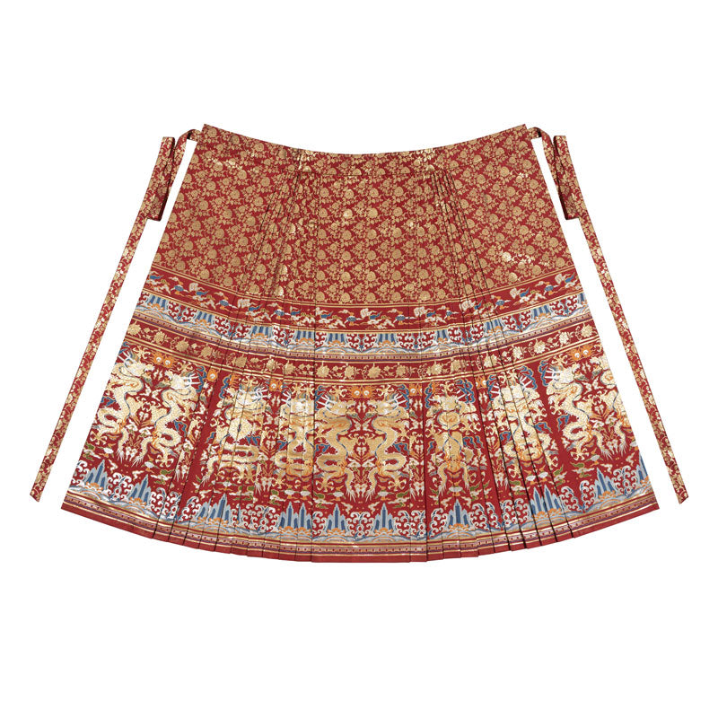 Dragon in Motion - Ming-Inspired Zhuanghua Brocade Mamian Skirt-04