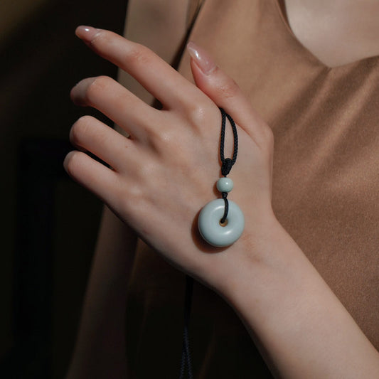 Jingdezhen Ru Kiln Peace Knot Pendant Necklace – A Thoughtful Birthday Gift for Mom or Wife-02