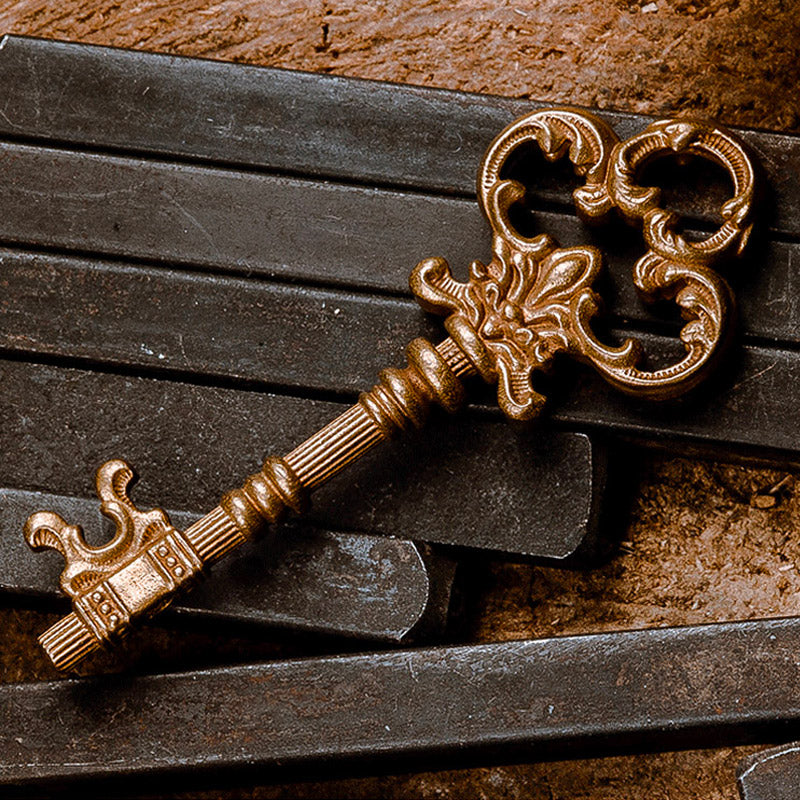 Handcrafted Vintage Brass Golden Key Pendant-05