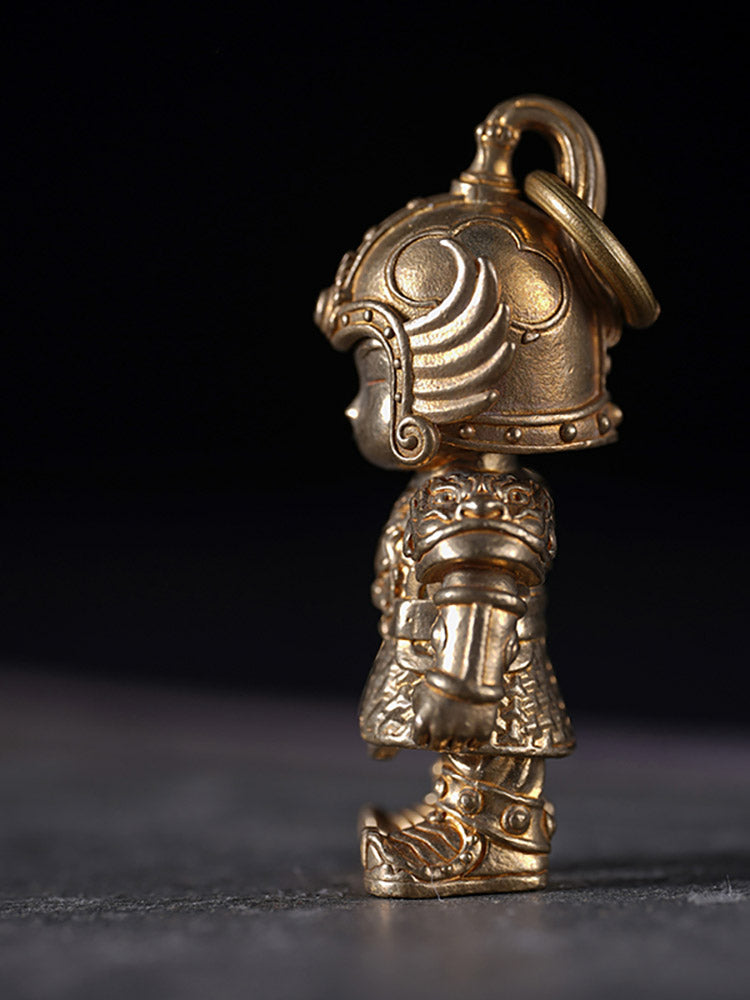 Ancient Chinese Armor Warrior Pure Brass Desktop Ornament - Creative Gift for Boys-02