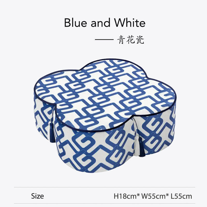 Chinese Blue and White Meditation Cushion Pouf-03