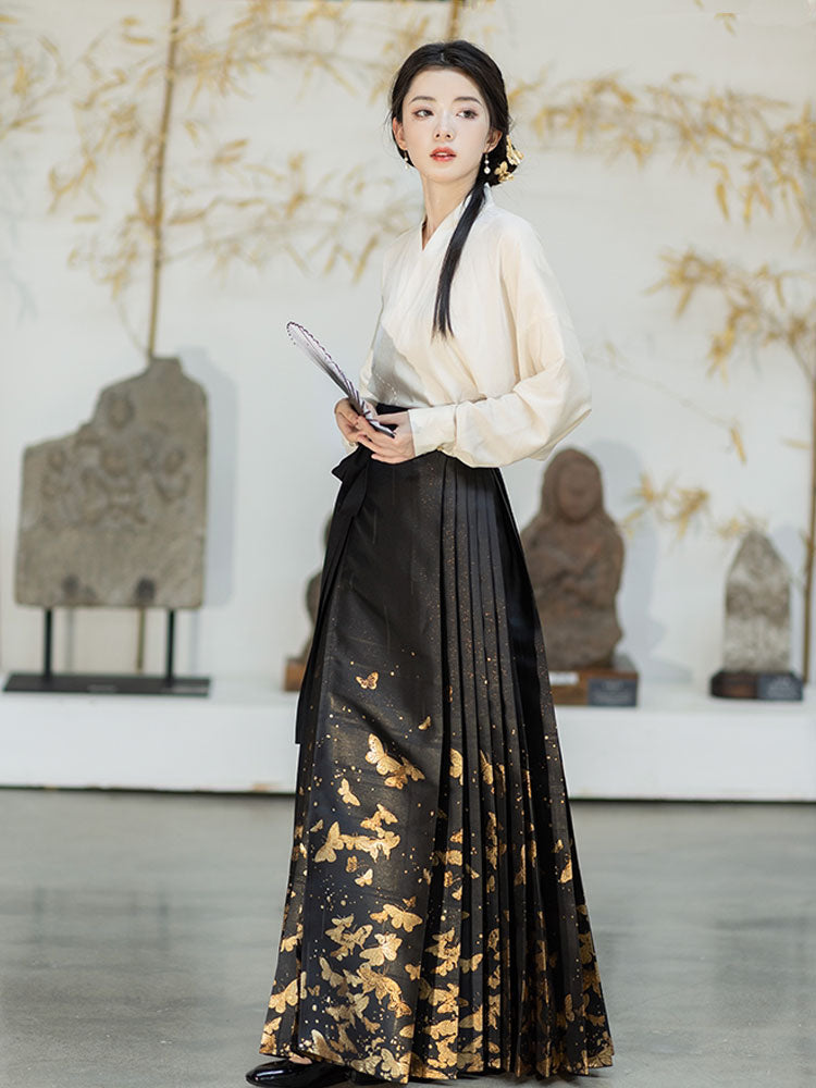 Golden Butterfly in a Dream - Mamianqun Hanfu Skirt-01