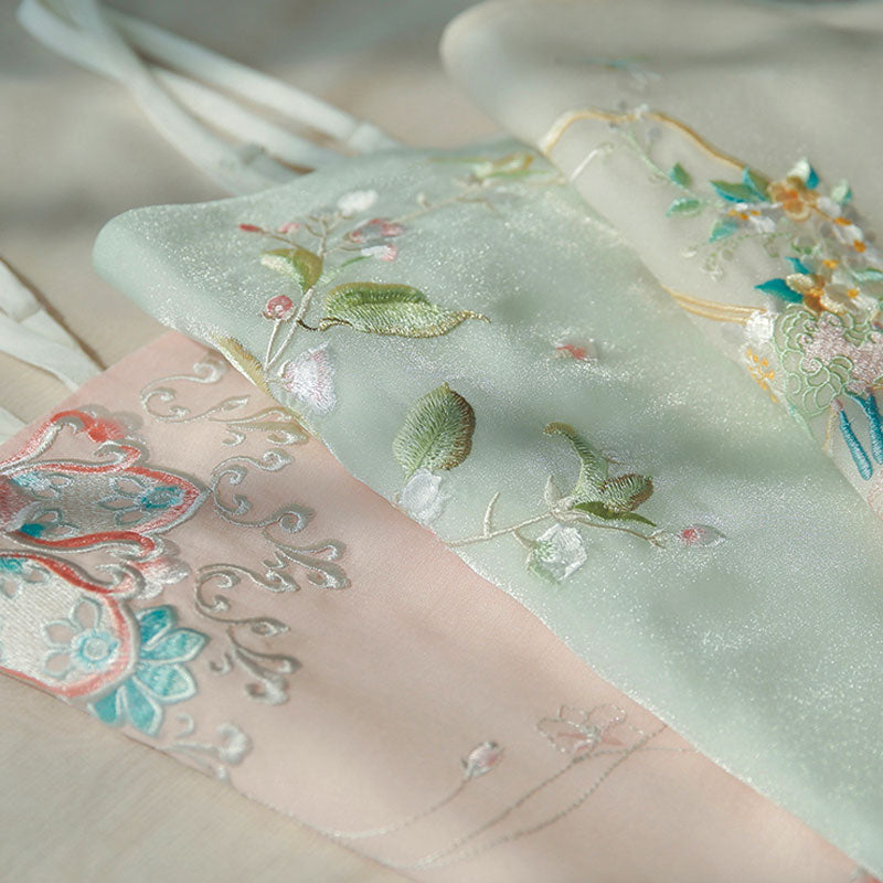 Spring Tale - Embroidered Floral Hanfu Chiffon Camisole-04