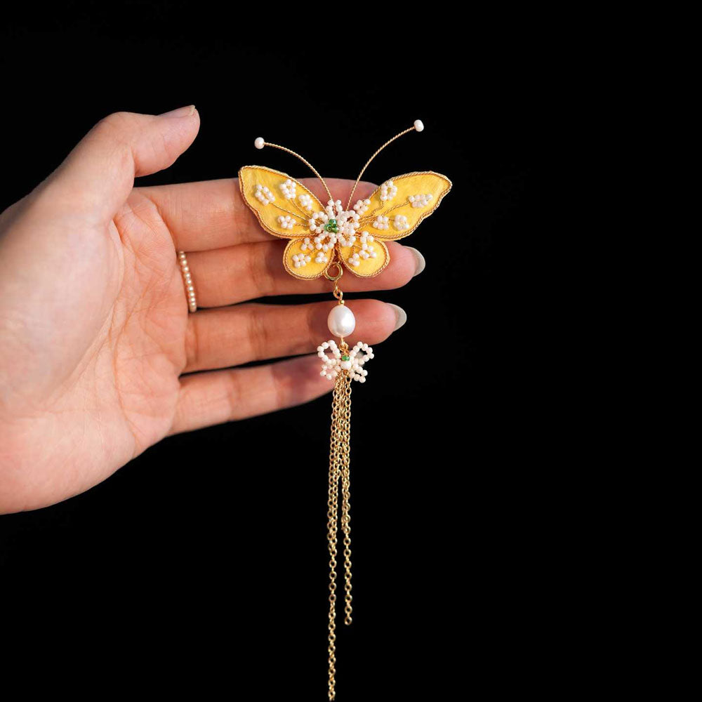 Chinese Ronghua Butterfly Tassel Brooch — Elegant Gift for Her-03